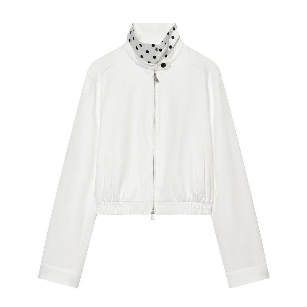 Women's polka dot contrasting collar jacket Coat