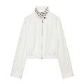 Women's polka dot contrasting collar jacket Coat