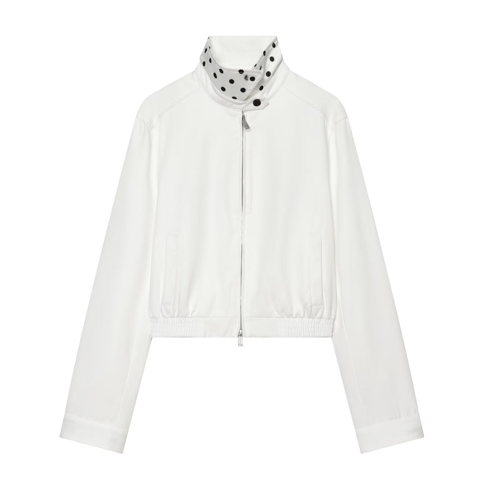 Women's polka dot contrasting collar jacket Coat