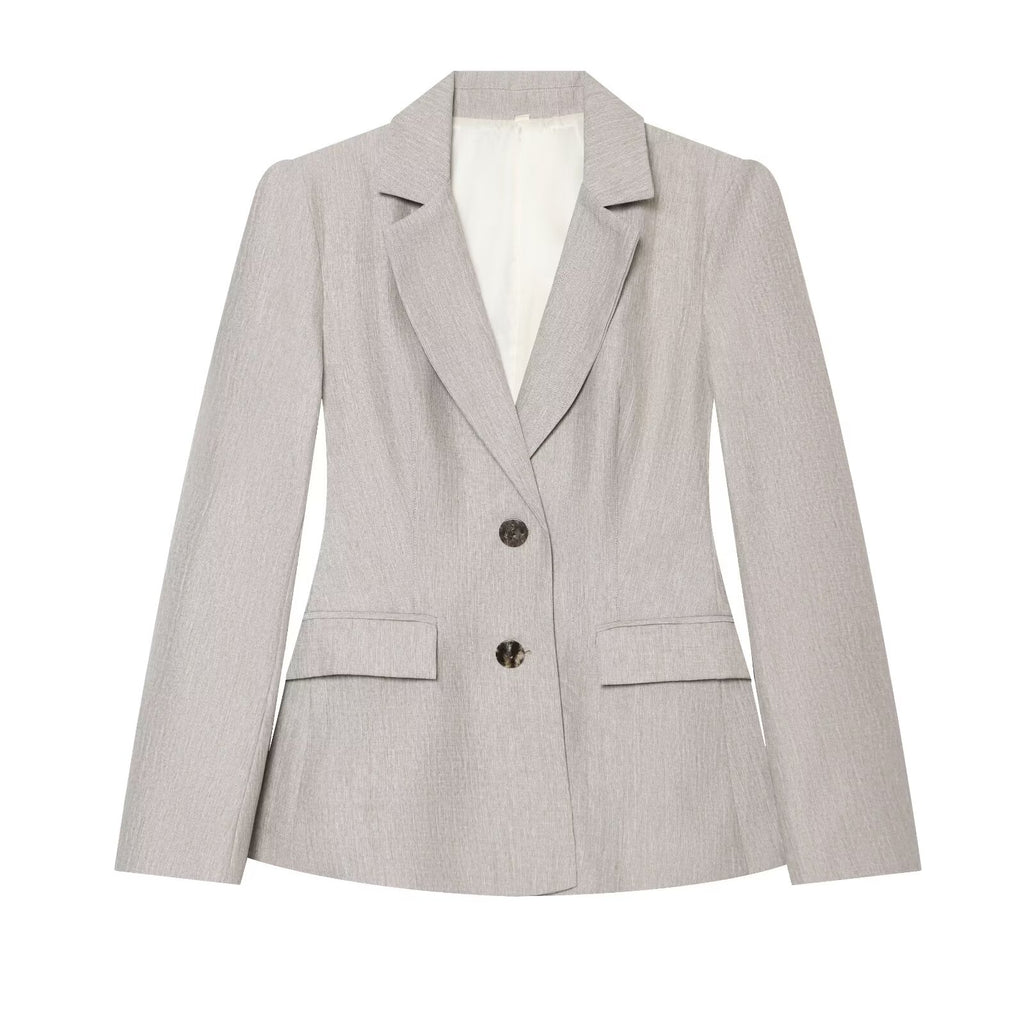 set woman 2 pieces casual linen blend pleated Blazer Coat +Pants