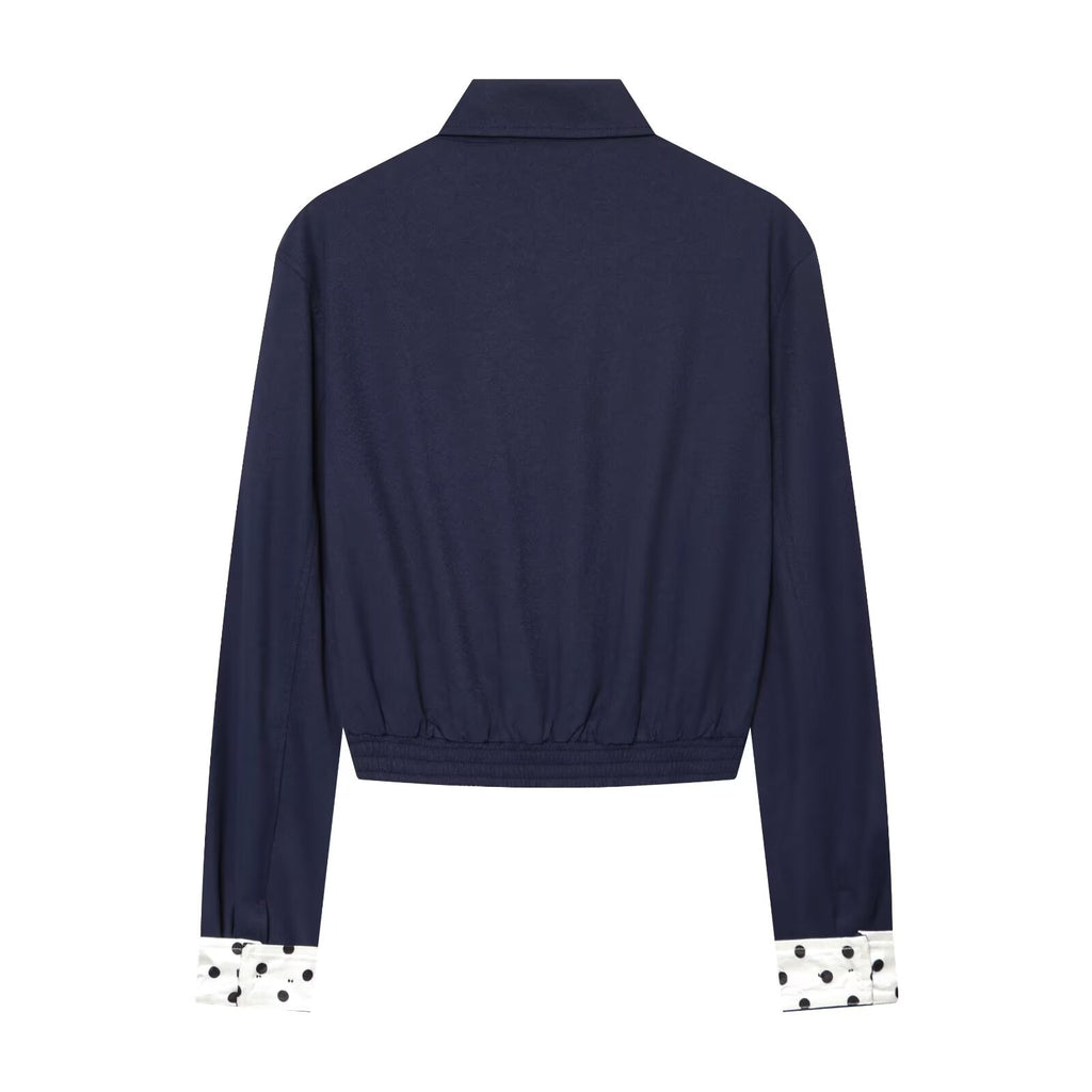 Women's polka dot contrasting collar jacket Coat