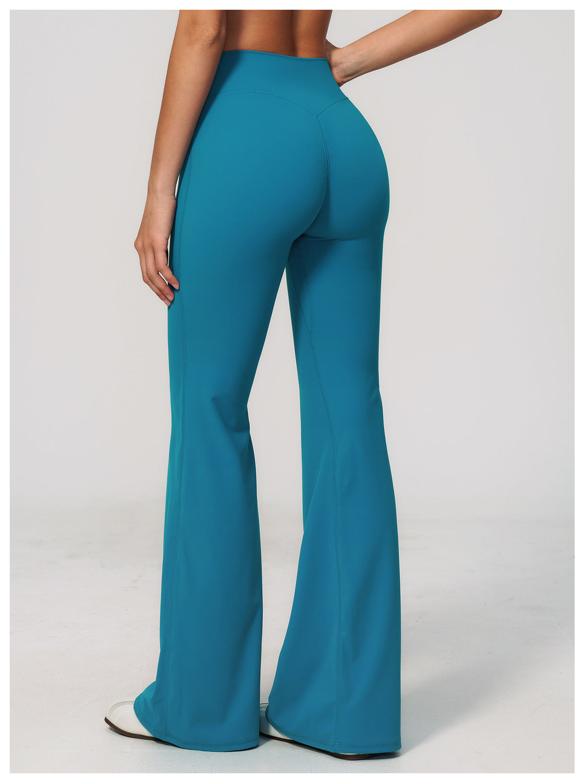 Women's new sanding yoga pants abdomen hip running fitness bell bottoms.