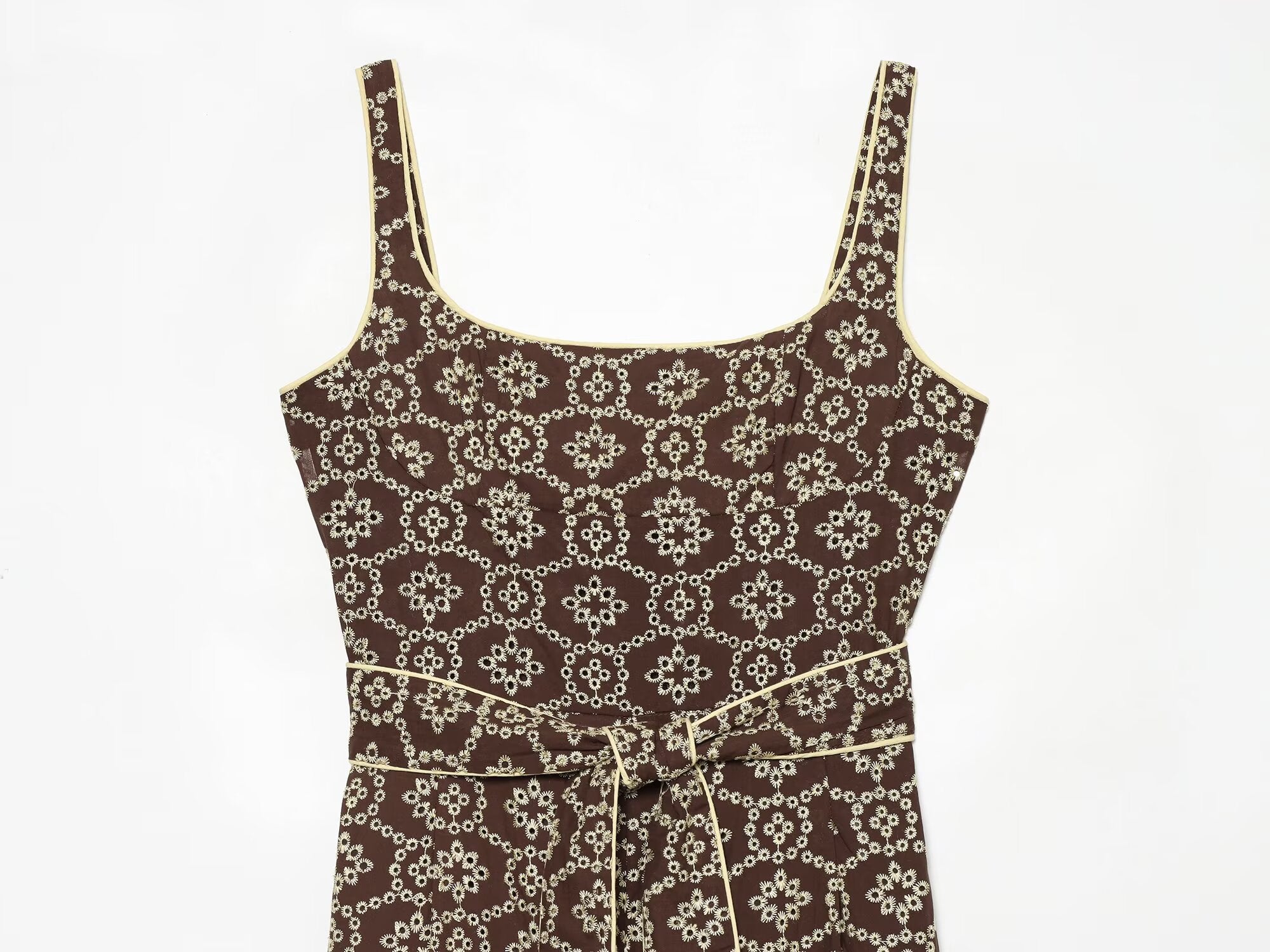 Women's with Belt hollowed out embroidered jumpsuit