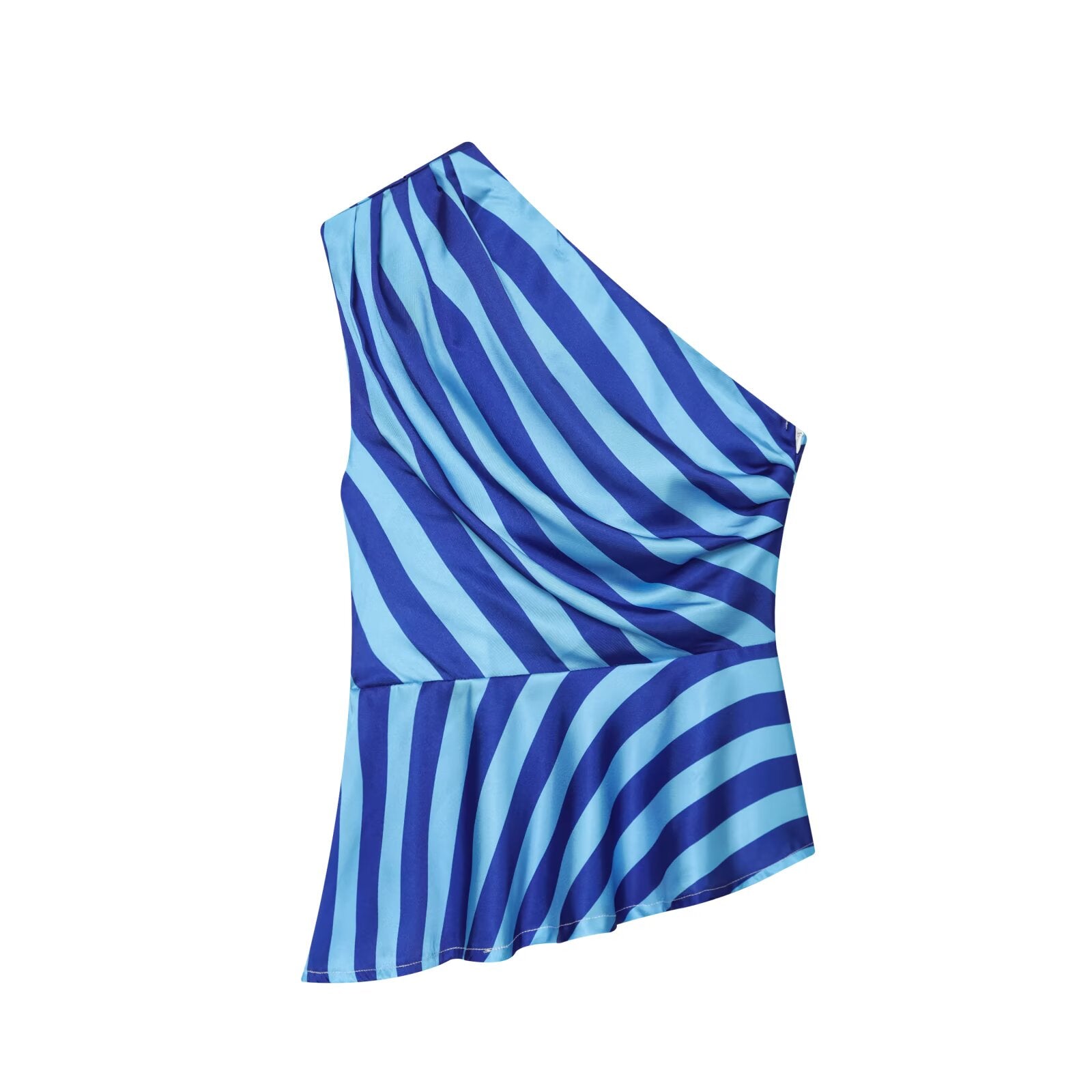 Women's asymmetrical striped single shoulder top