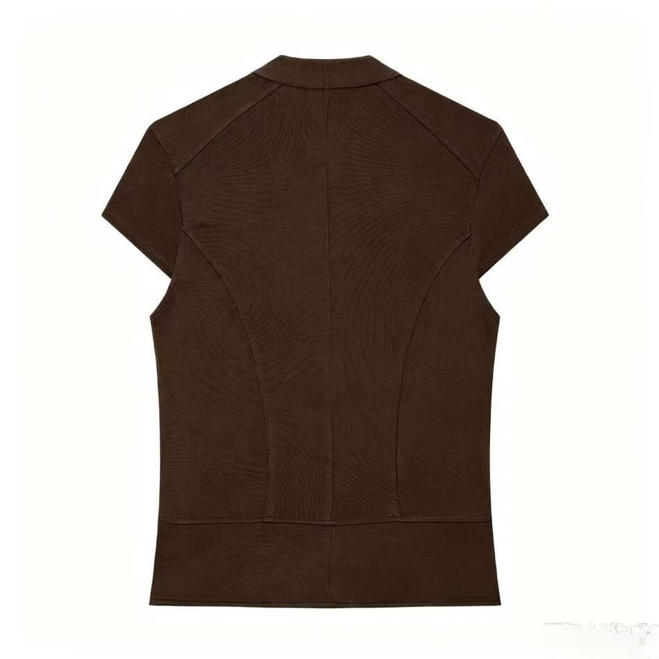 Women's buckle decoration slim zipper vest