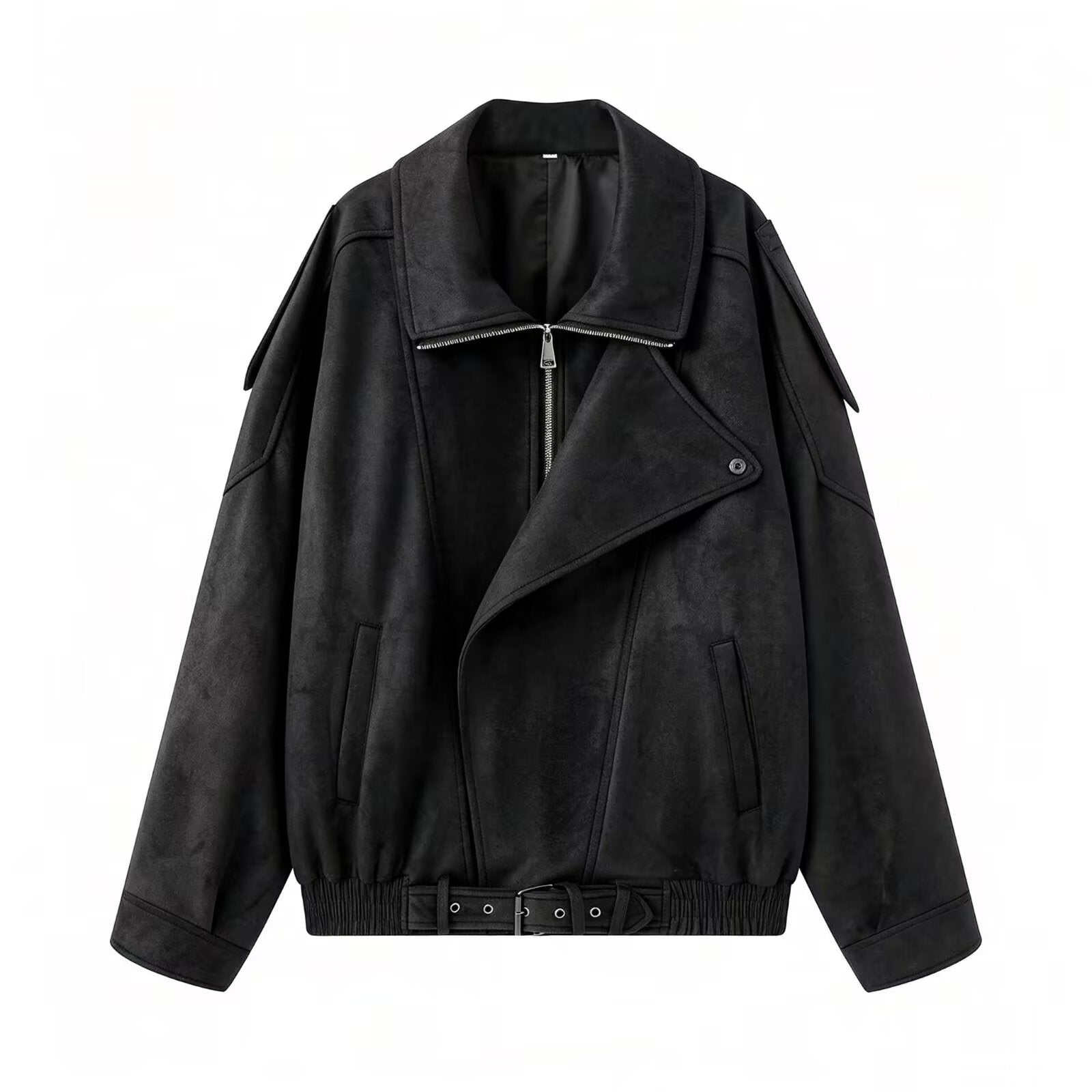 Women's loose Lapel Faux Leather suede jacket Coat