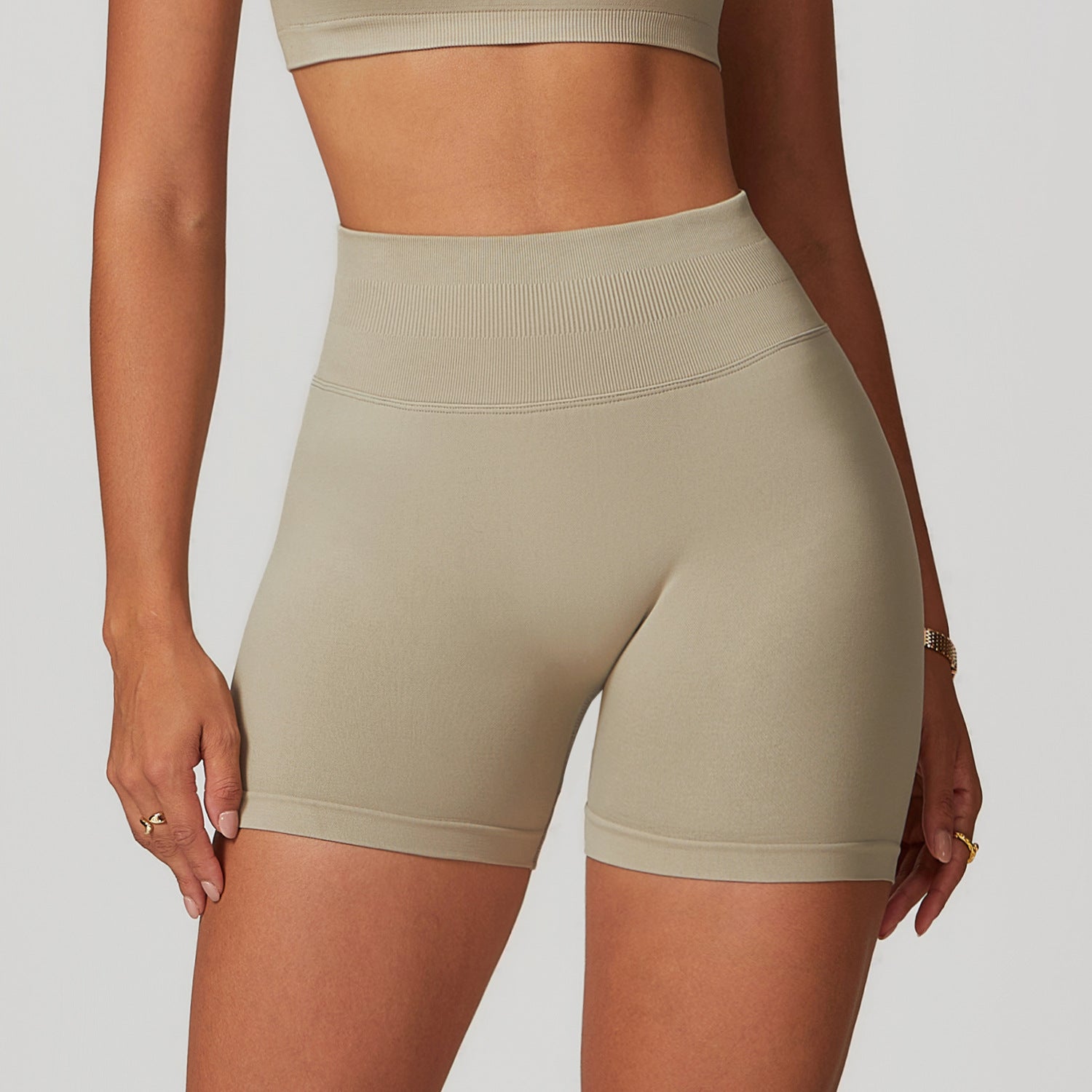Women's New Fashion Seamless Yoga Breathable Sports Vest Seamless High Waist Yoga Shorts