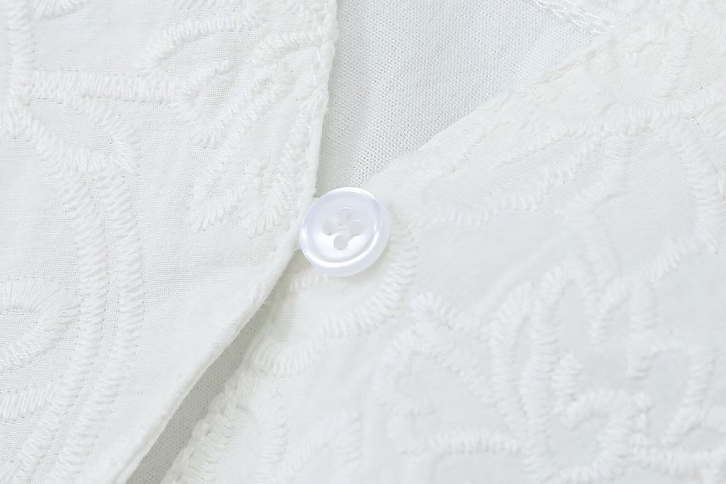 Women's embroidered V-neck poplin shirt