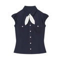 Women's Bubble Sleeve Lapel Lace up Shirt