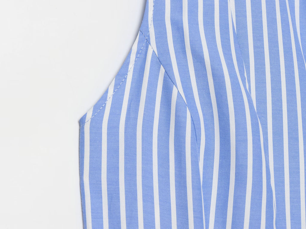 Women's bow decoration striped sleeveless shirt