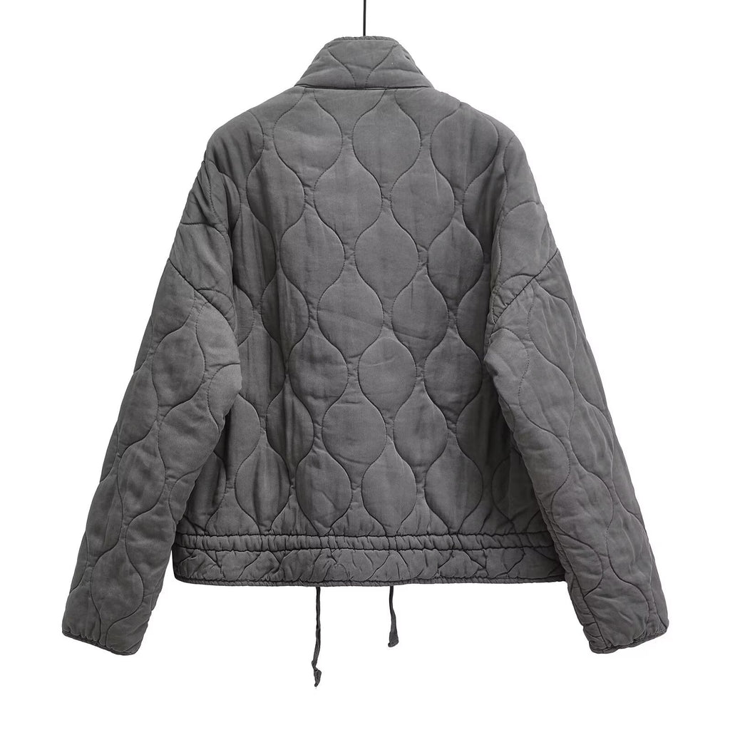 Women's loose standing collar warm cotton Coat