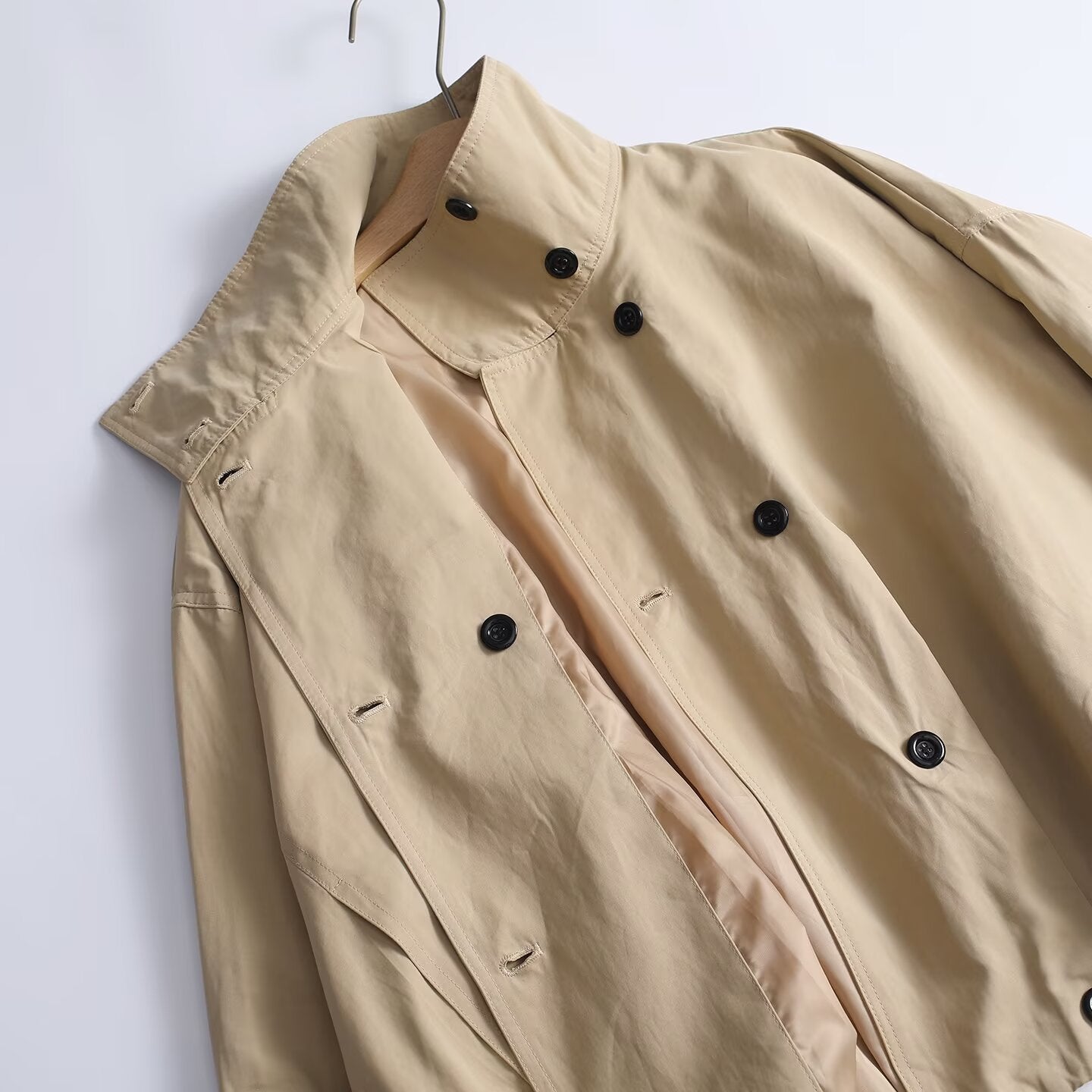 Women's casual pleated stand collar flying jacket Coat