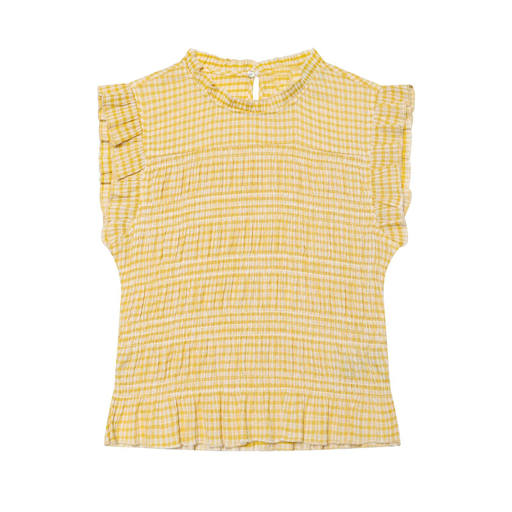 Women's short honeycomb plaid top