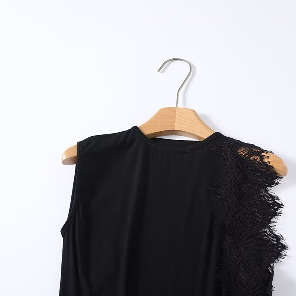 Women's lace detail sleeveless T-shirt top