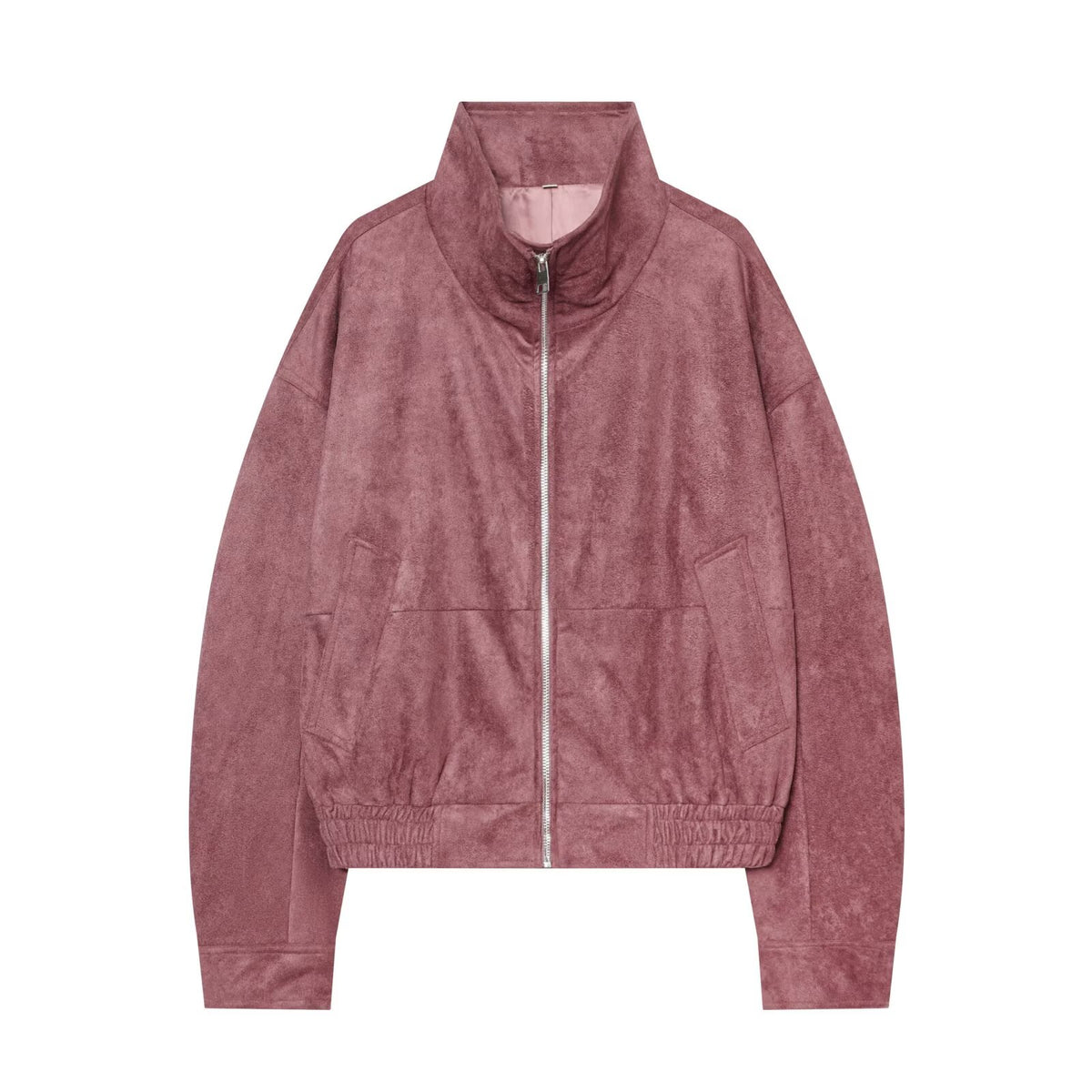 Women's standing collar leather effect pilot jacket Coat