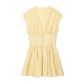 Women's V-neck Button-up poplin mini dress