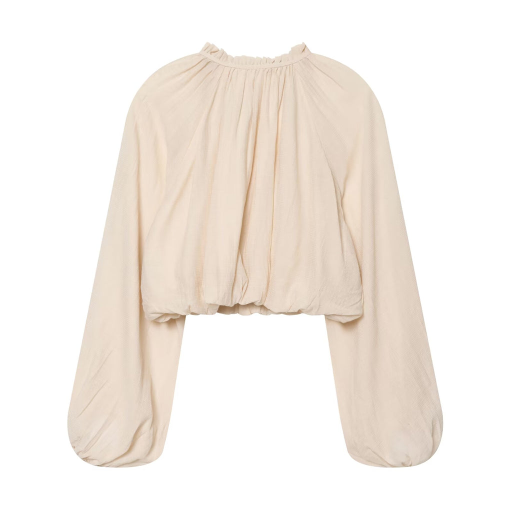 suit Women's 2 pieces bow decoration lantern sleeve top+Skirts