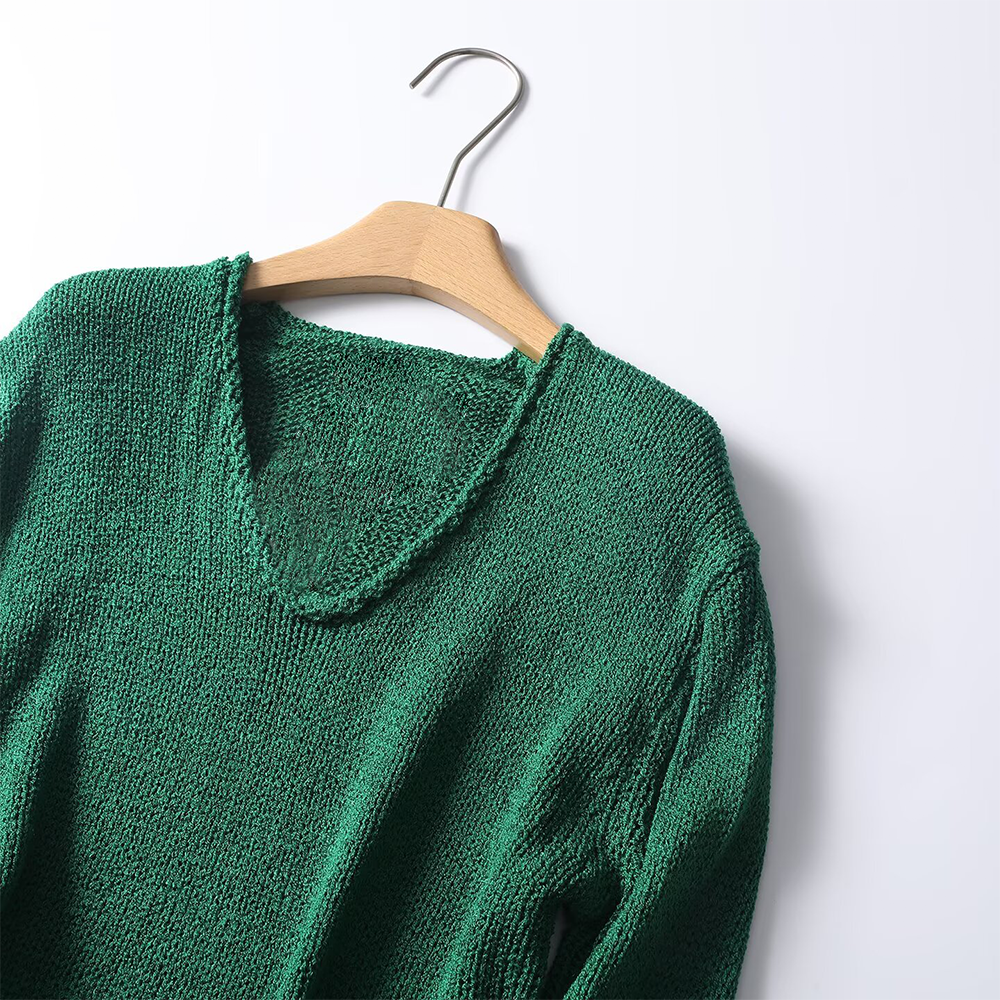 Women's casual versatile V-neck knitted sweater