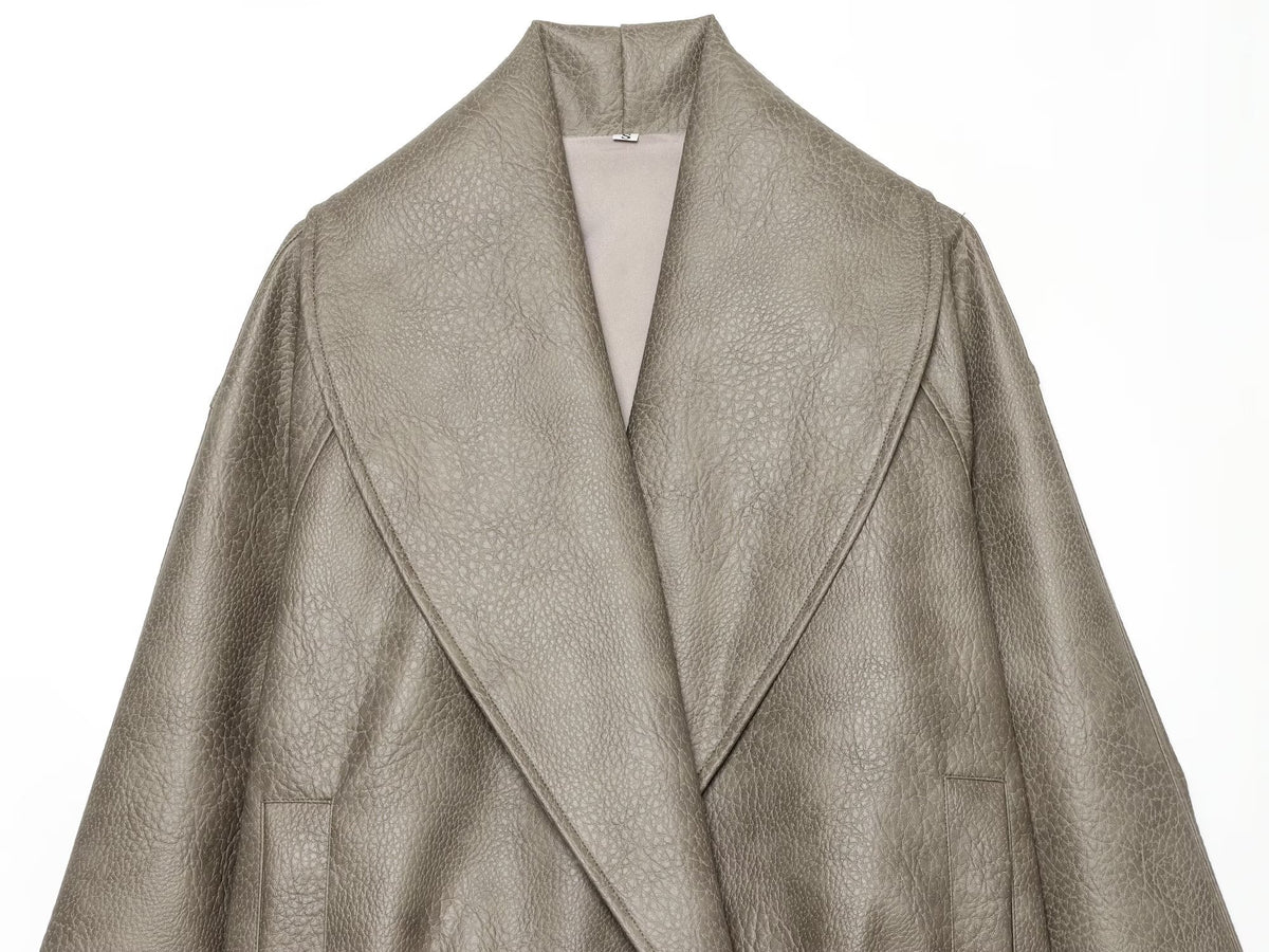 Women's leather effect casual jacket Coat