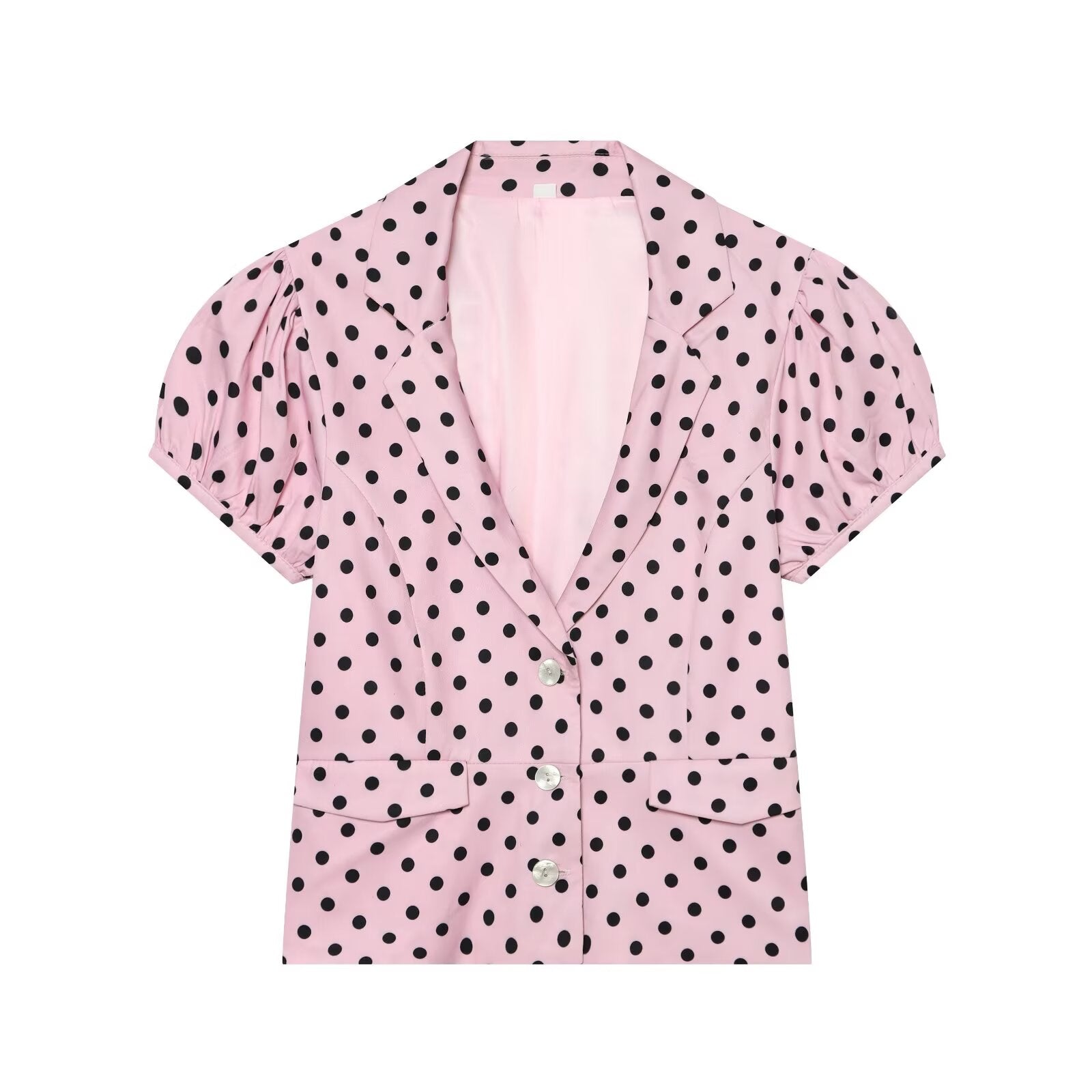 Women's slim polka dot short sleeved coat