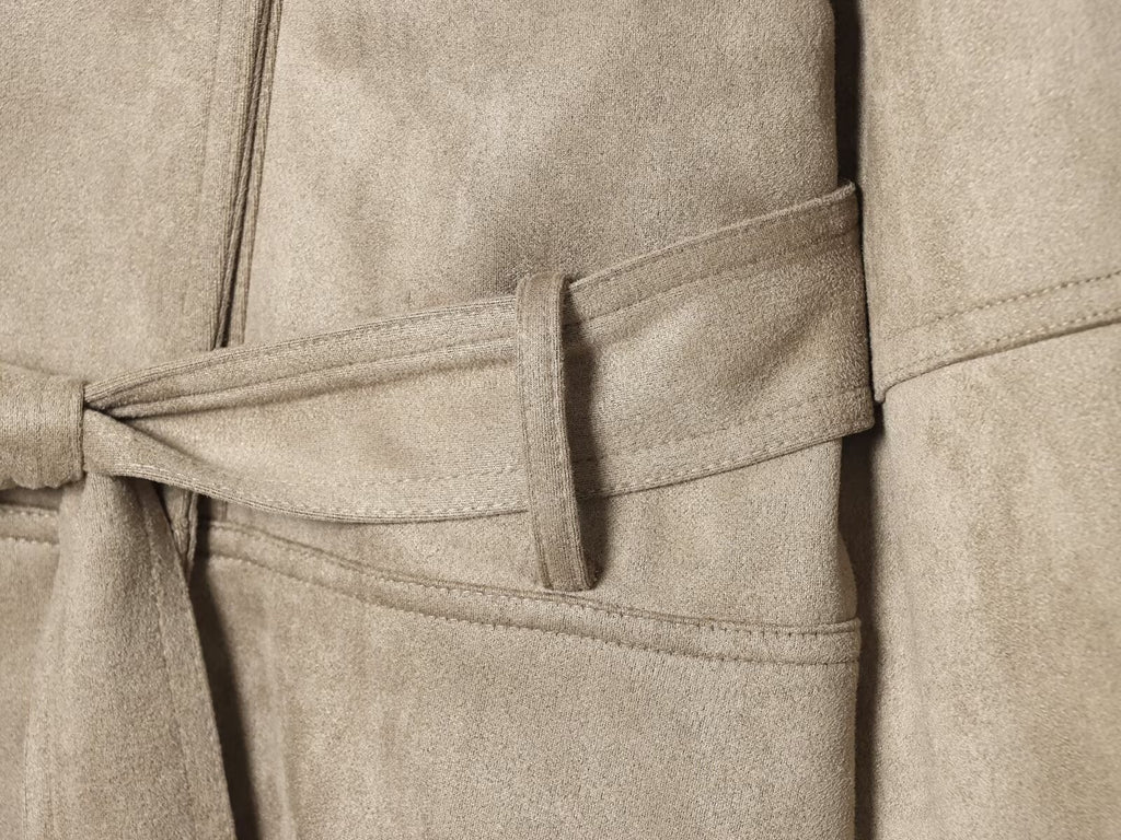 Women's with belt suede short slim jacket Coat