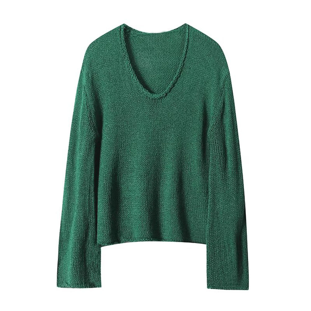 Women's casual versatile V-neck knitted sweater