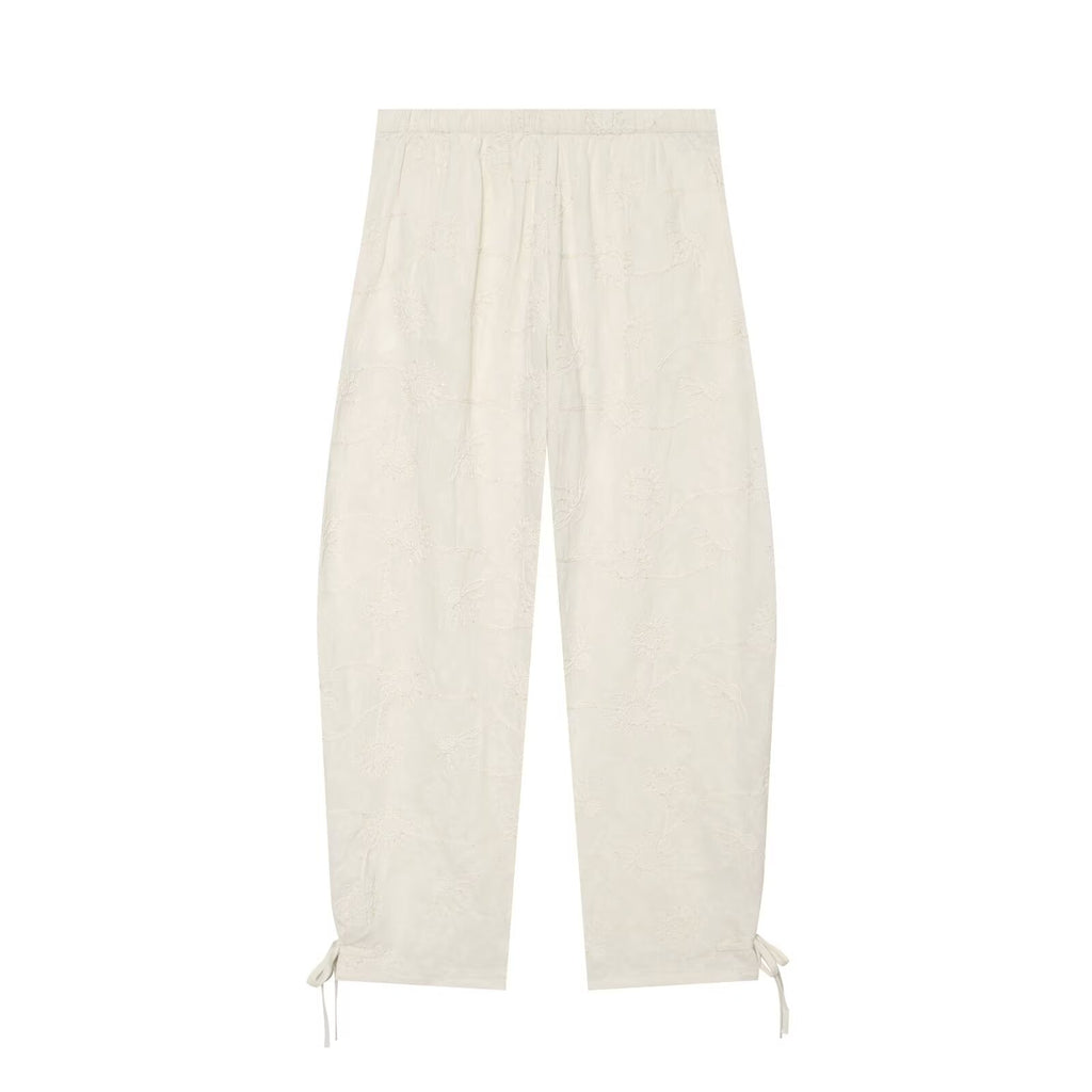 suit Women's 2 pieces embroidered bead hanging neck top+lantern pants