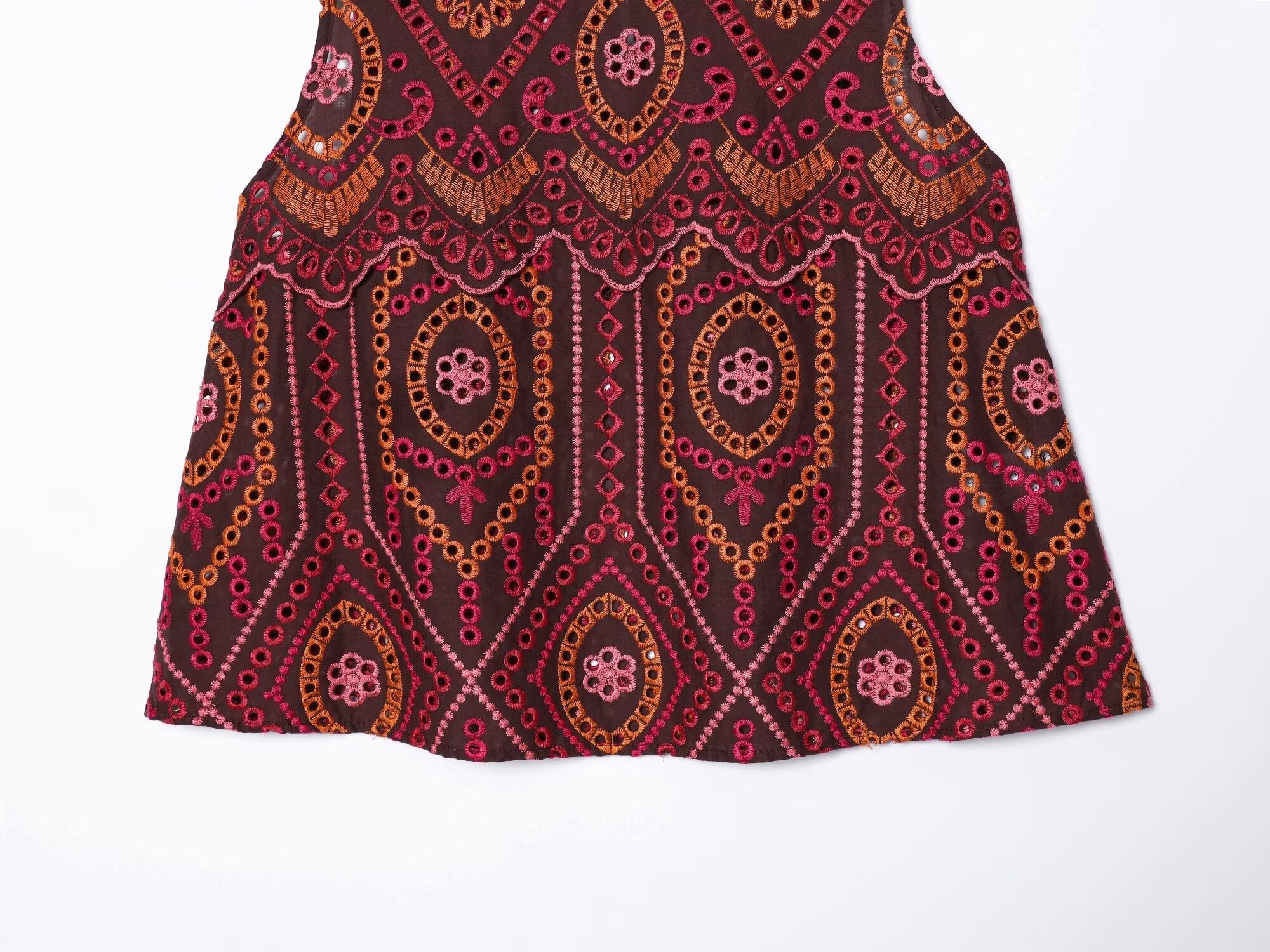 suit Women's 2 pieces hollowed out embroidered O-Neck top+Skirts