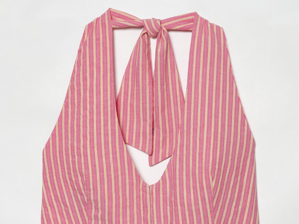 suit Women's 2 pieces striped halter neck top+wide leg pants