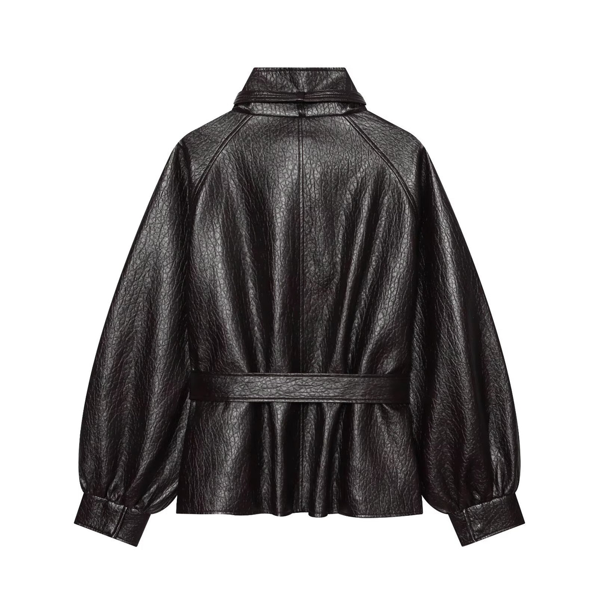 Women's with belt leather effect jacket Coat