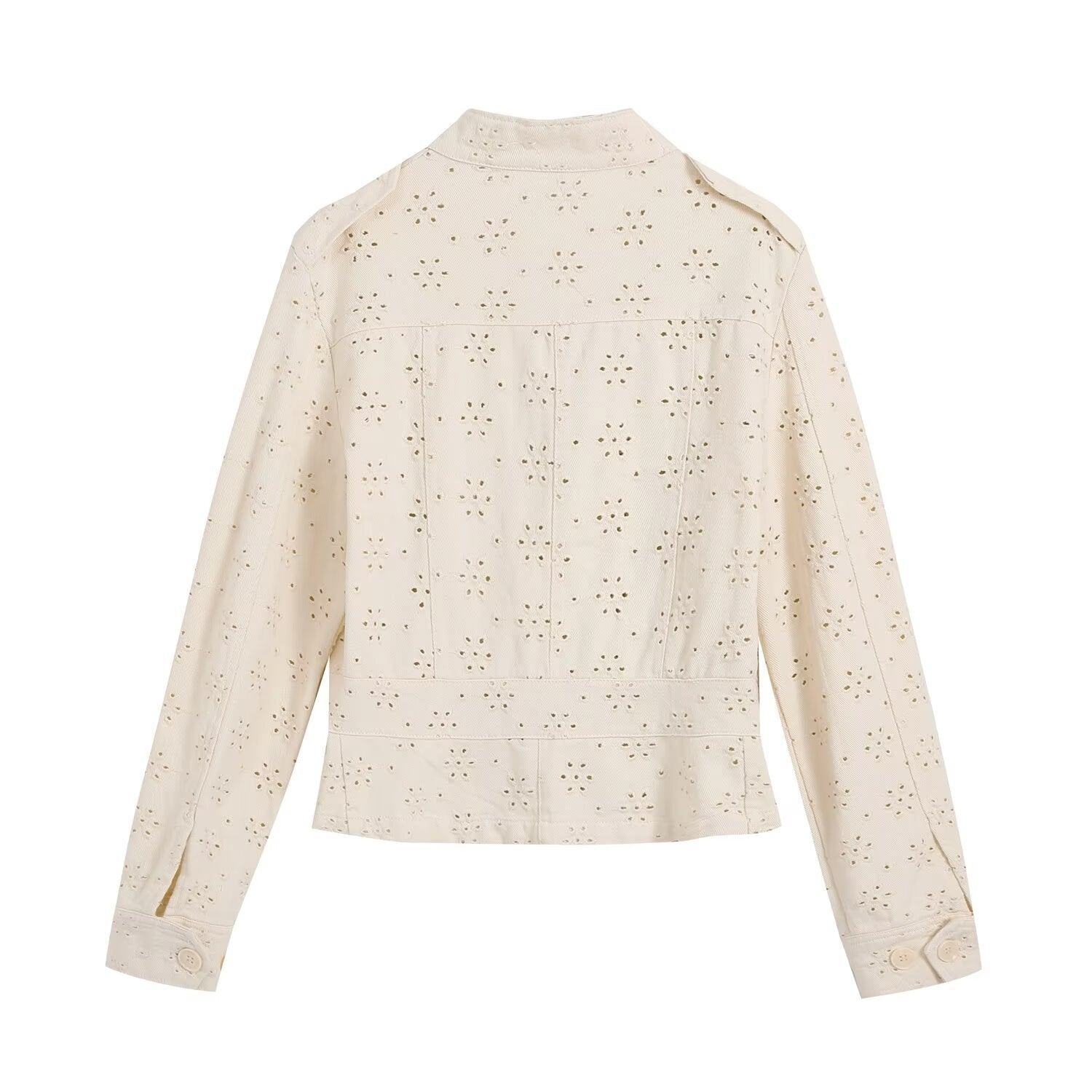 Women's flip pocket decoration hollow jacket Coat