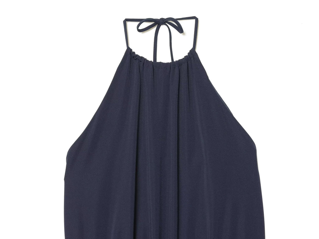 Women's backless draped halter neck dress