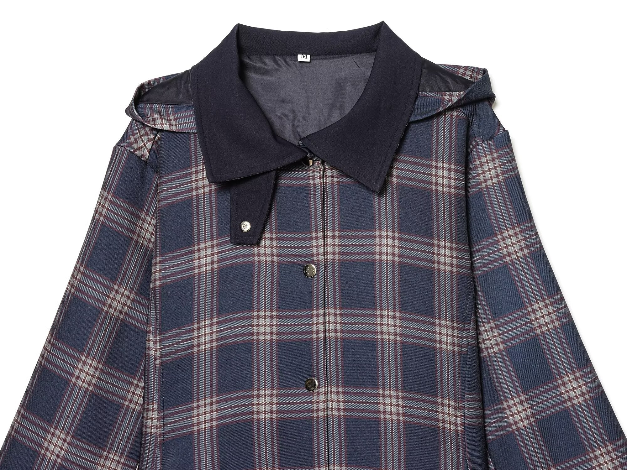 suit Women's 2 pieces hooded checkered cotton jacket Coat+ Pants