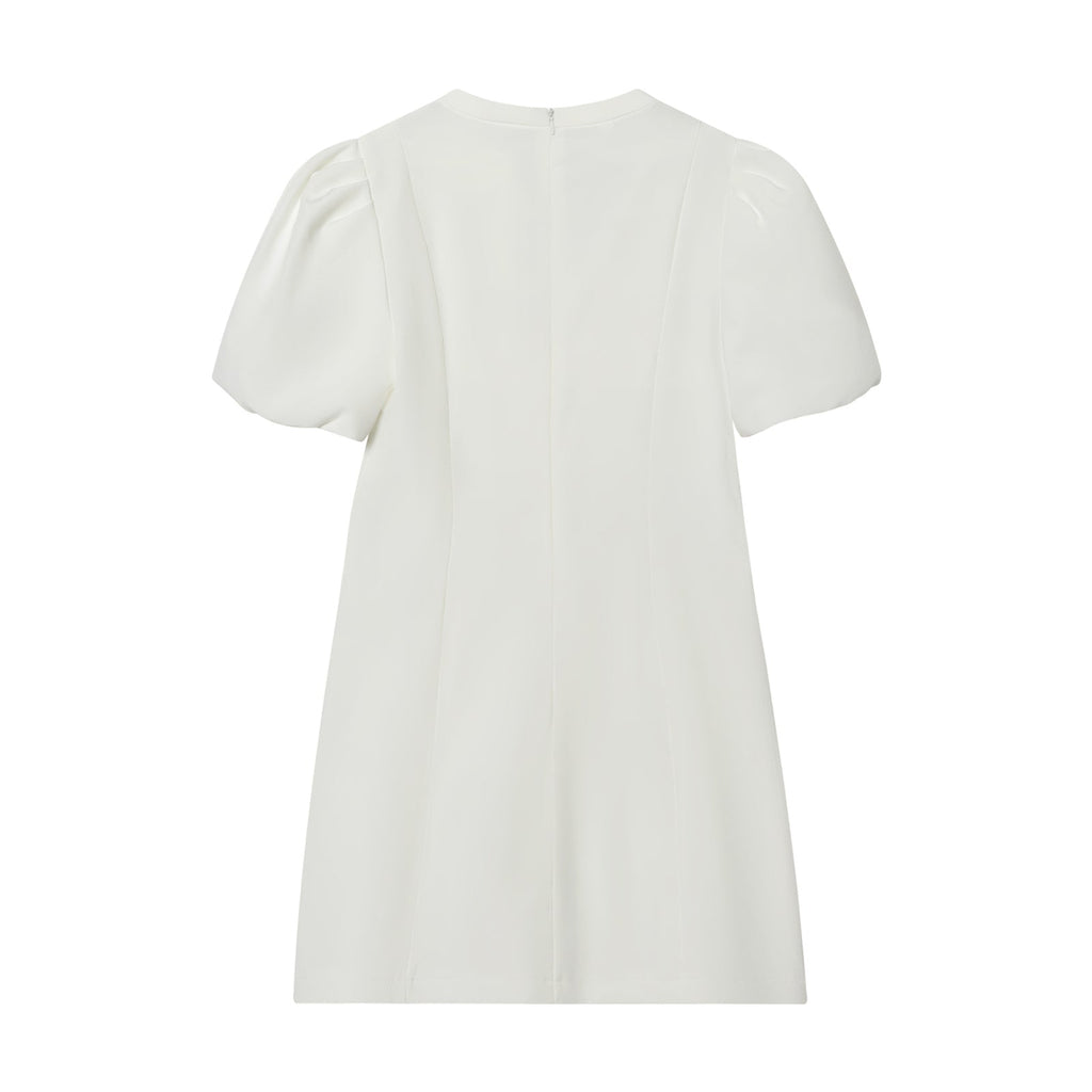 Women's O-Neck bubble sleeve mini dress