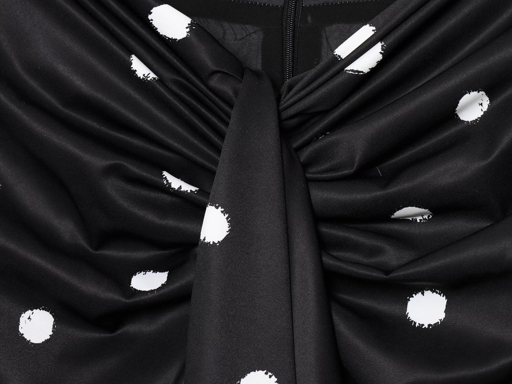 Women's knot decoration polka dot MIDI skirt