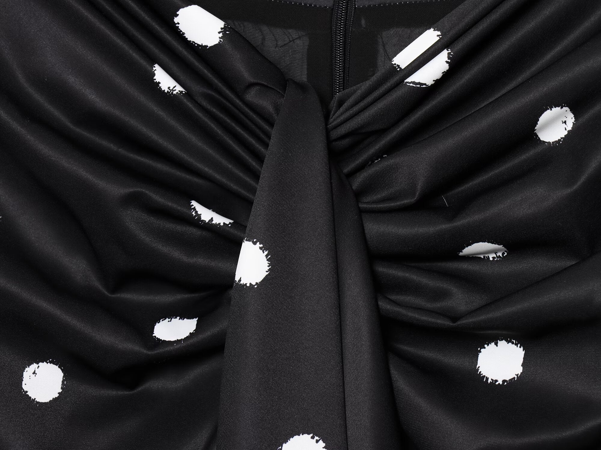 Women's knot decoration polka dot MIDI skirt