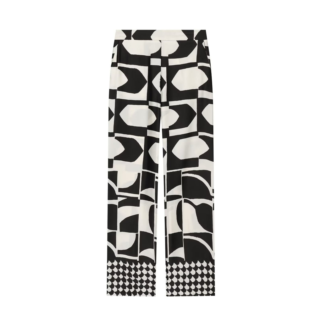 suit Women's 2 pieces geometric printed shoulder pad top+Pants