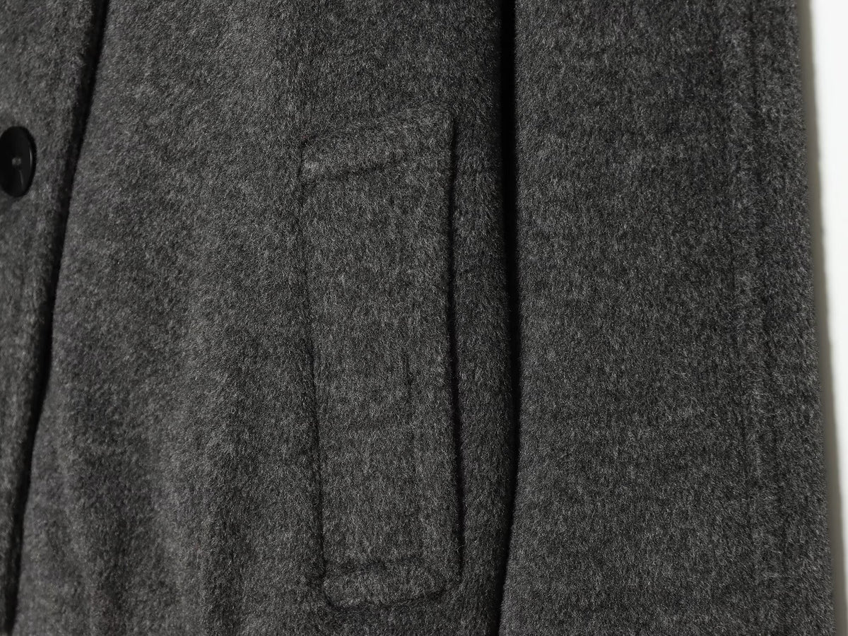 Women's standing collar double breasted woolen coat