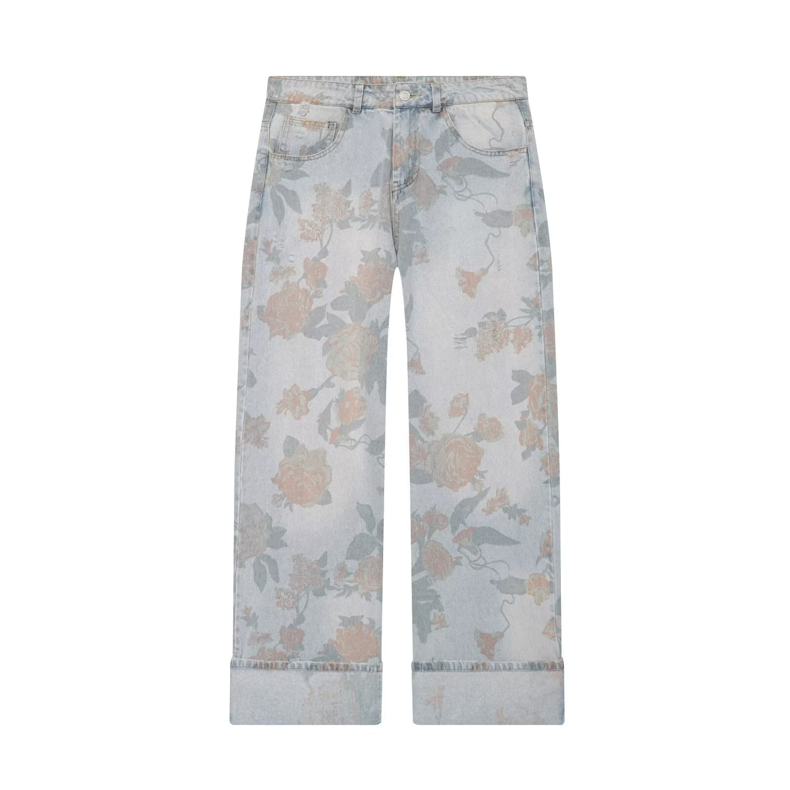 Women's printed low waisted loose jeans