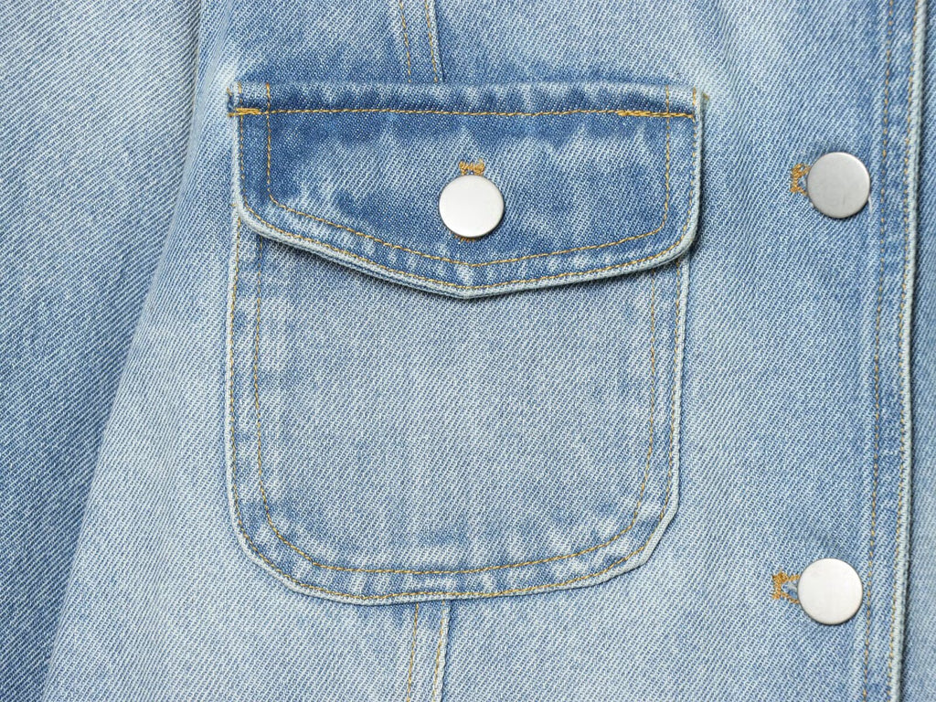 Women's long sleeved stand collar denim jacket
