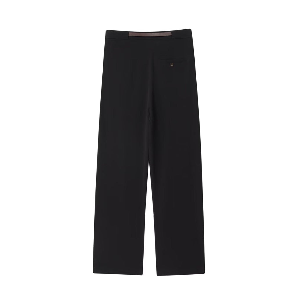 Women's new fashion belt decoration casual pleated suit pants