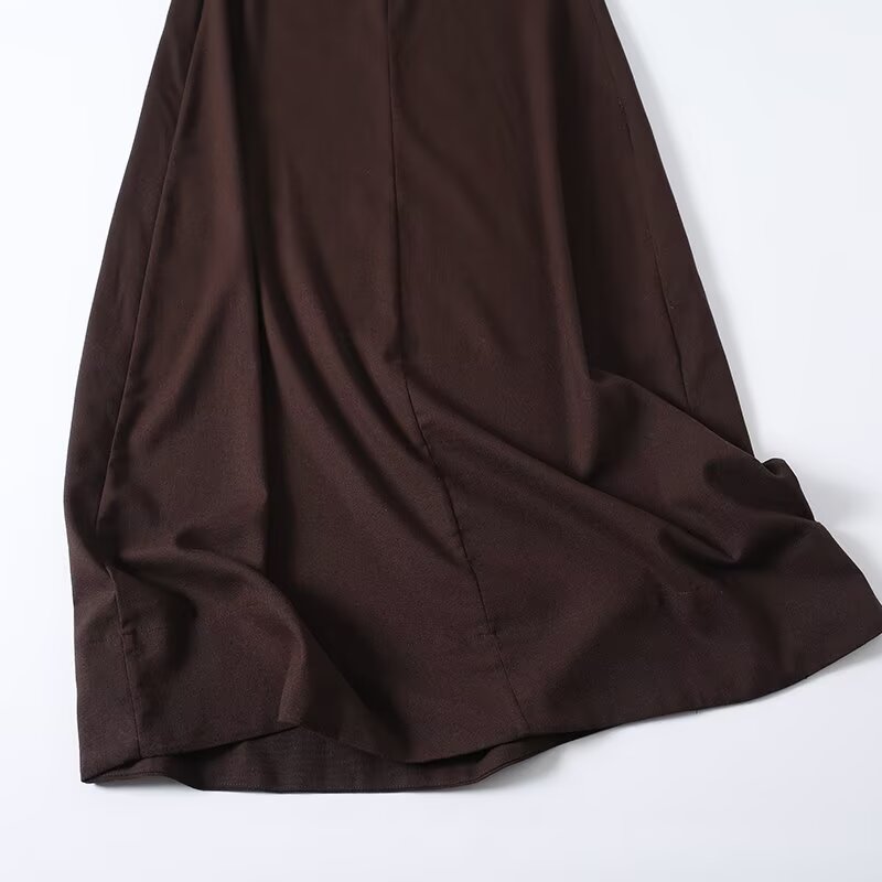 Women's slim linen blended MIDI dress
