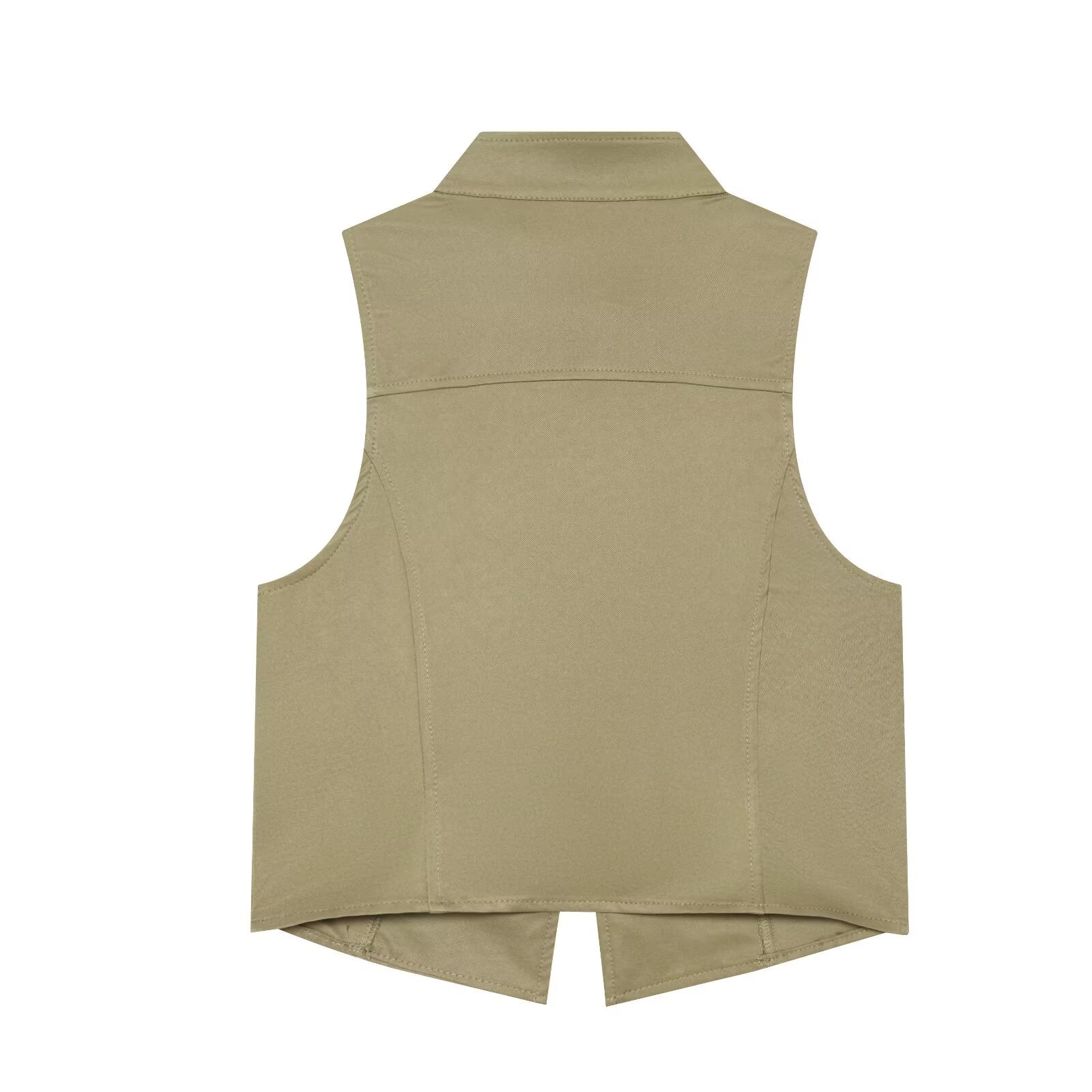 suit Women's 2 pieces buckle decoration short zipper vest+shorts