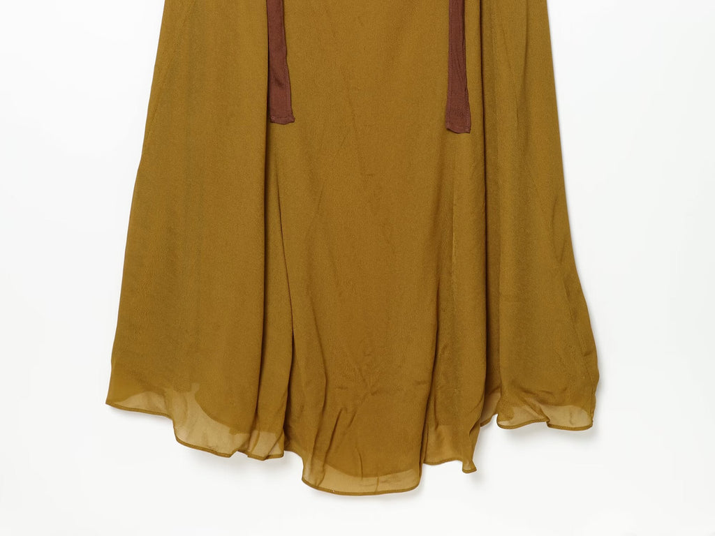 Women's pleated wide shoulder strap Midi dress