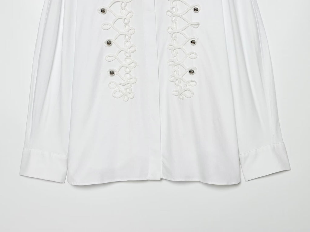 Women's rope knot buckle decoration poplin shirt