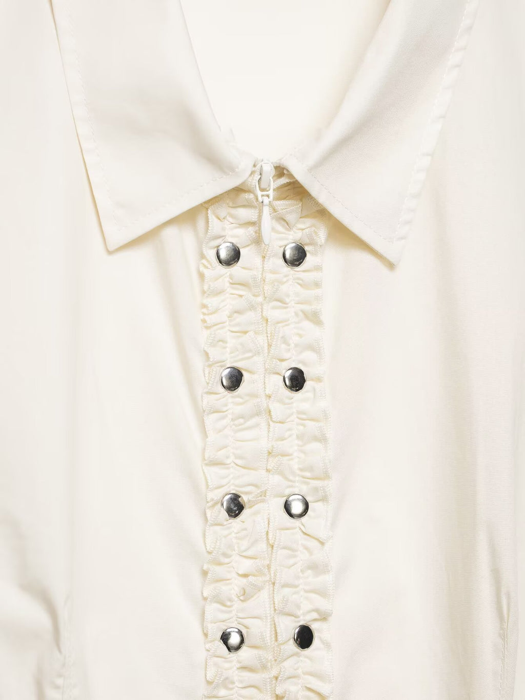 suit Women's 2 pieces Rivet Stacked Decorative Poplin Shirt+Skirts