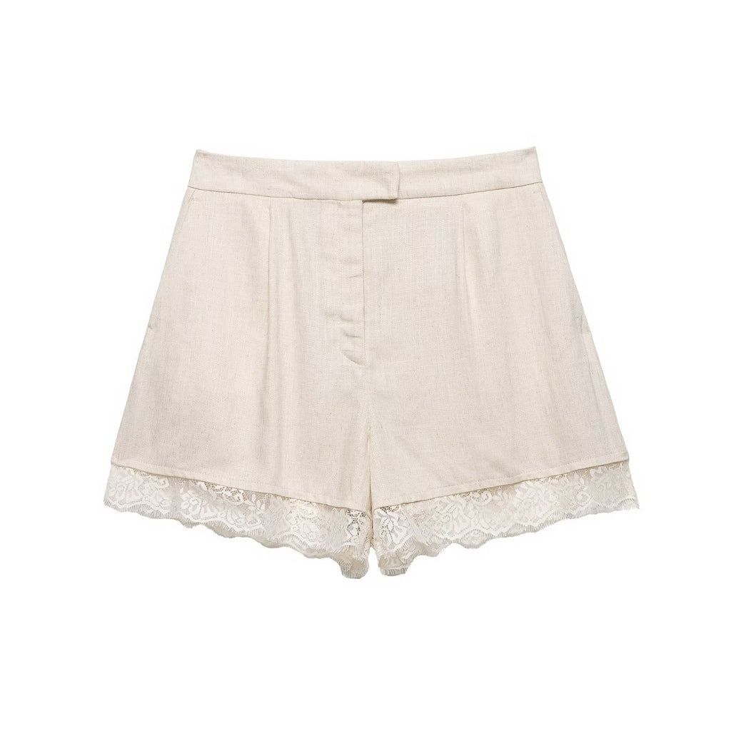 suit Women's 2 pieces lace hem short Blazer Coat+shorts