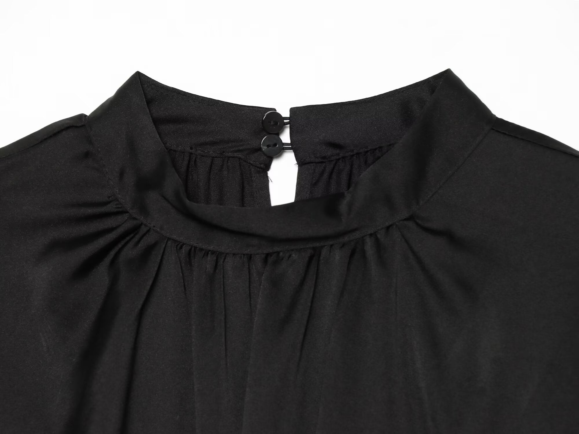 Women's pleated satin textured shirt