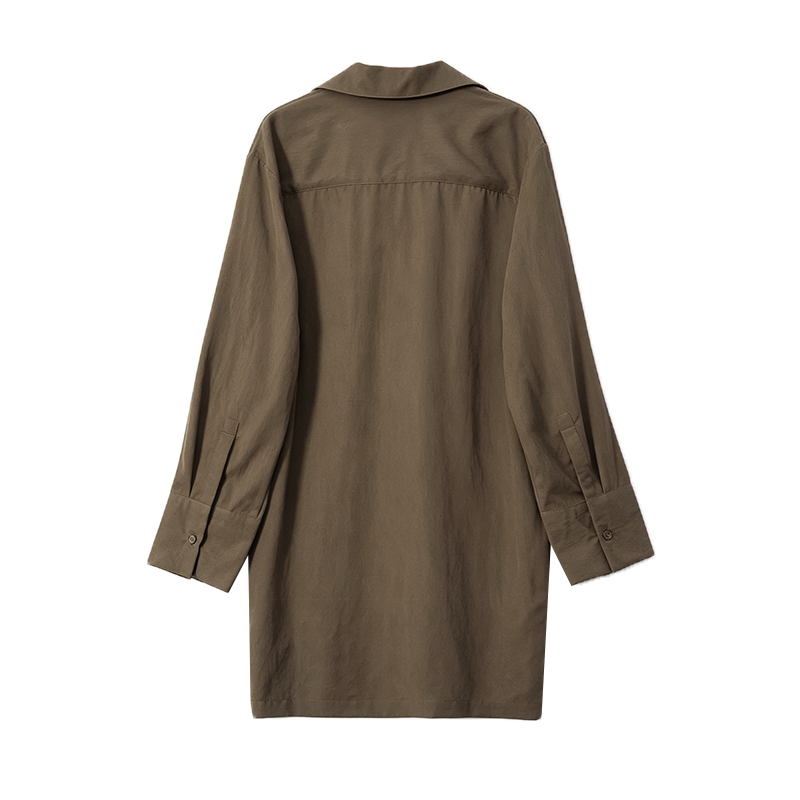Women's pocket decorated shirt style dress