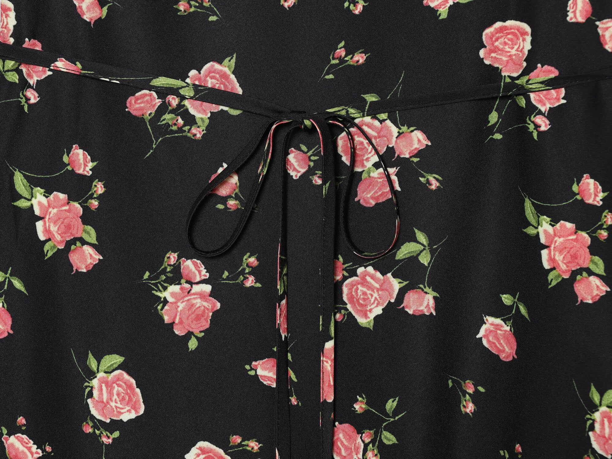 Women's lace decorated V-neck printed dress